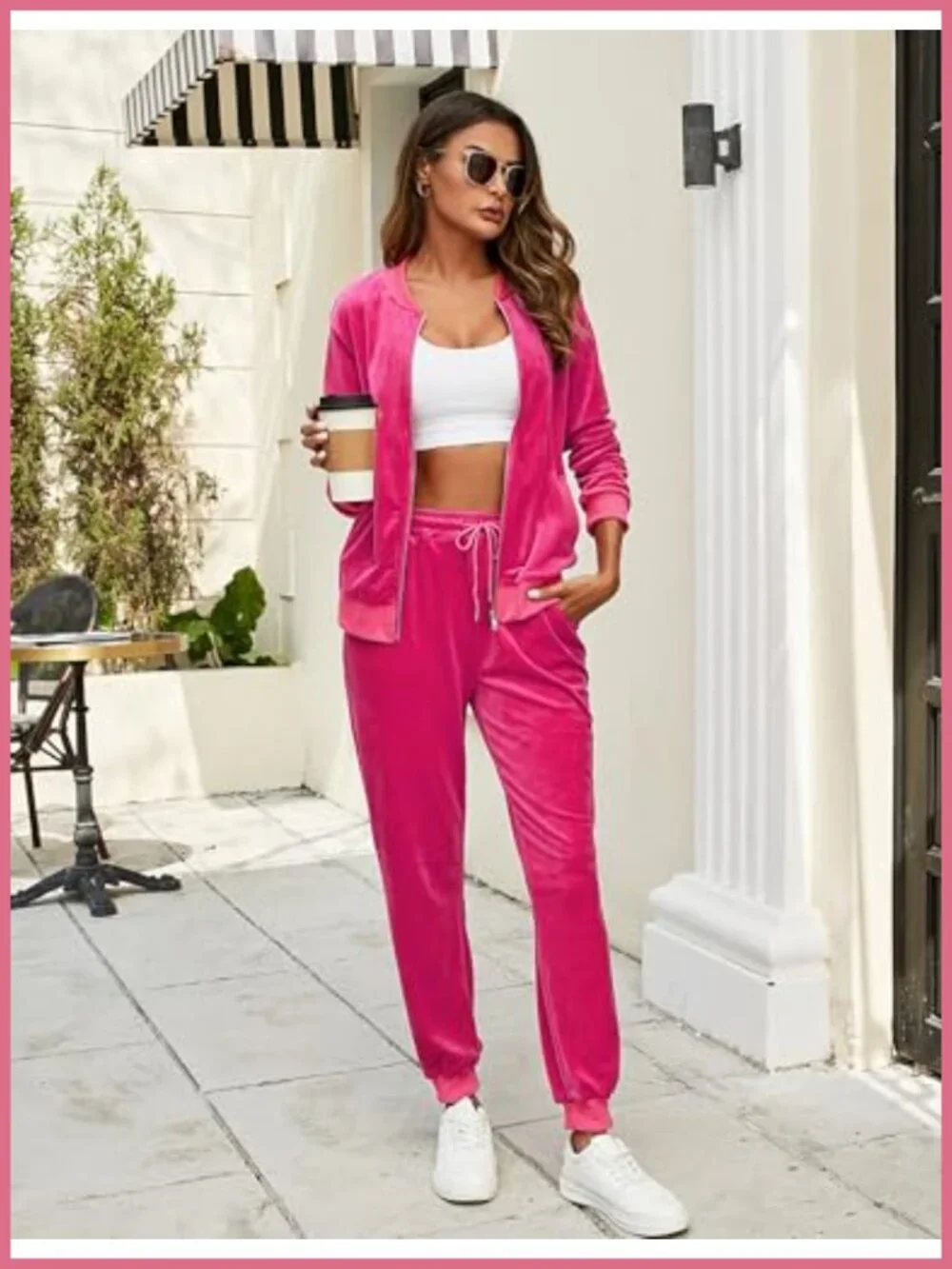 Women's Velour Tracksuit 2 Piece Full Zip Sweatsuit Jogger Set